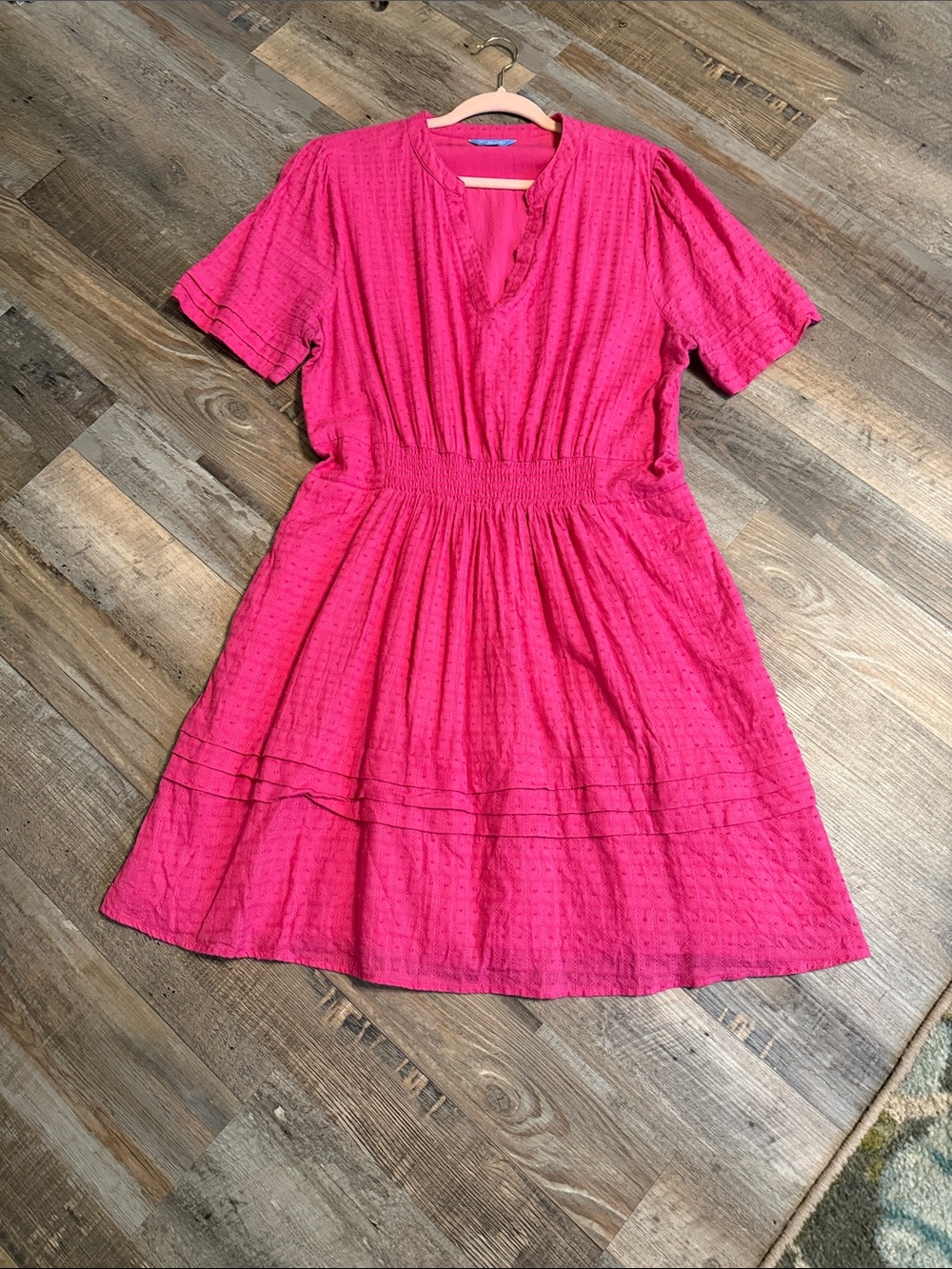 Draper James Bright Fuchsia V-Neck Textured Dress